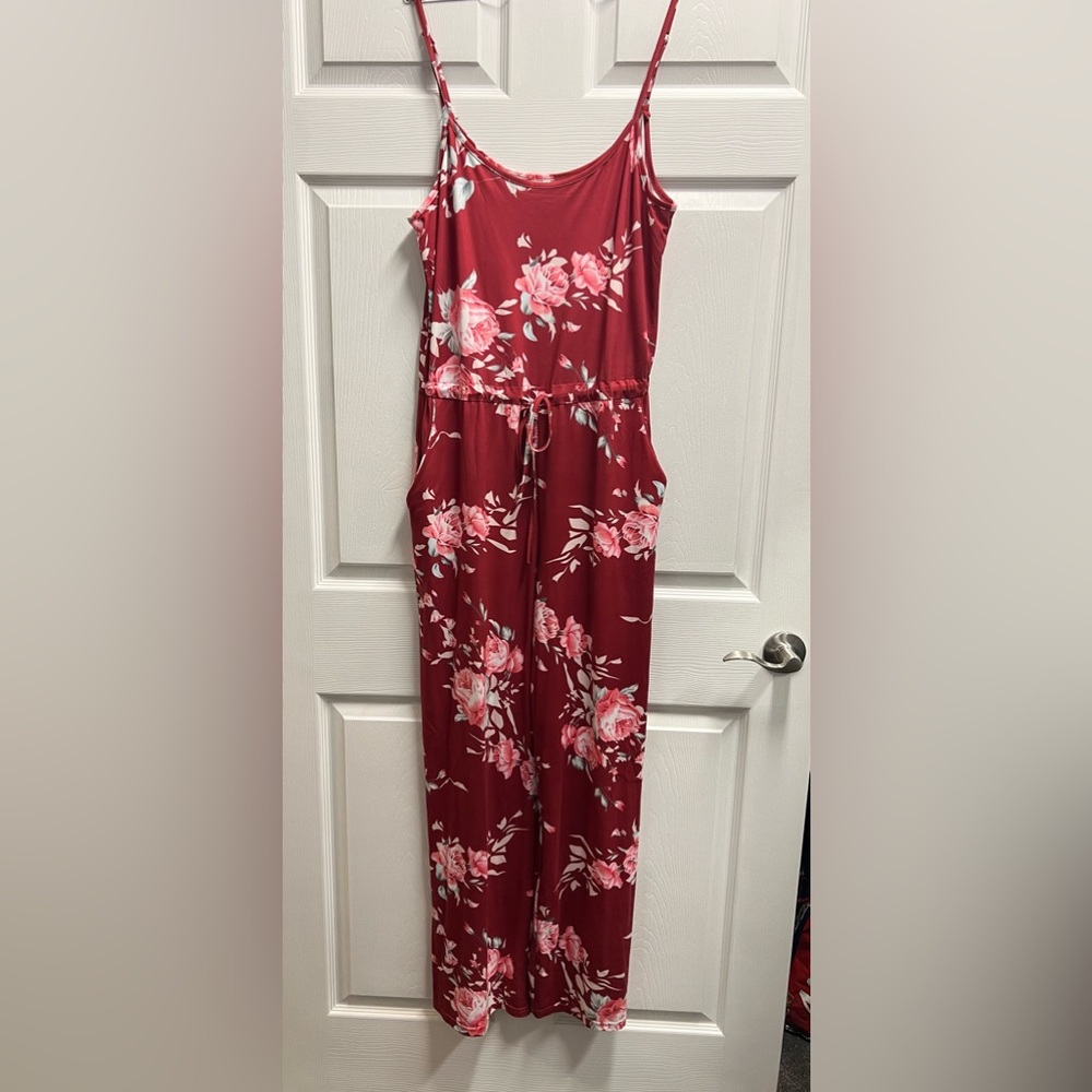 NWOT Red floral Jumpsuit